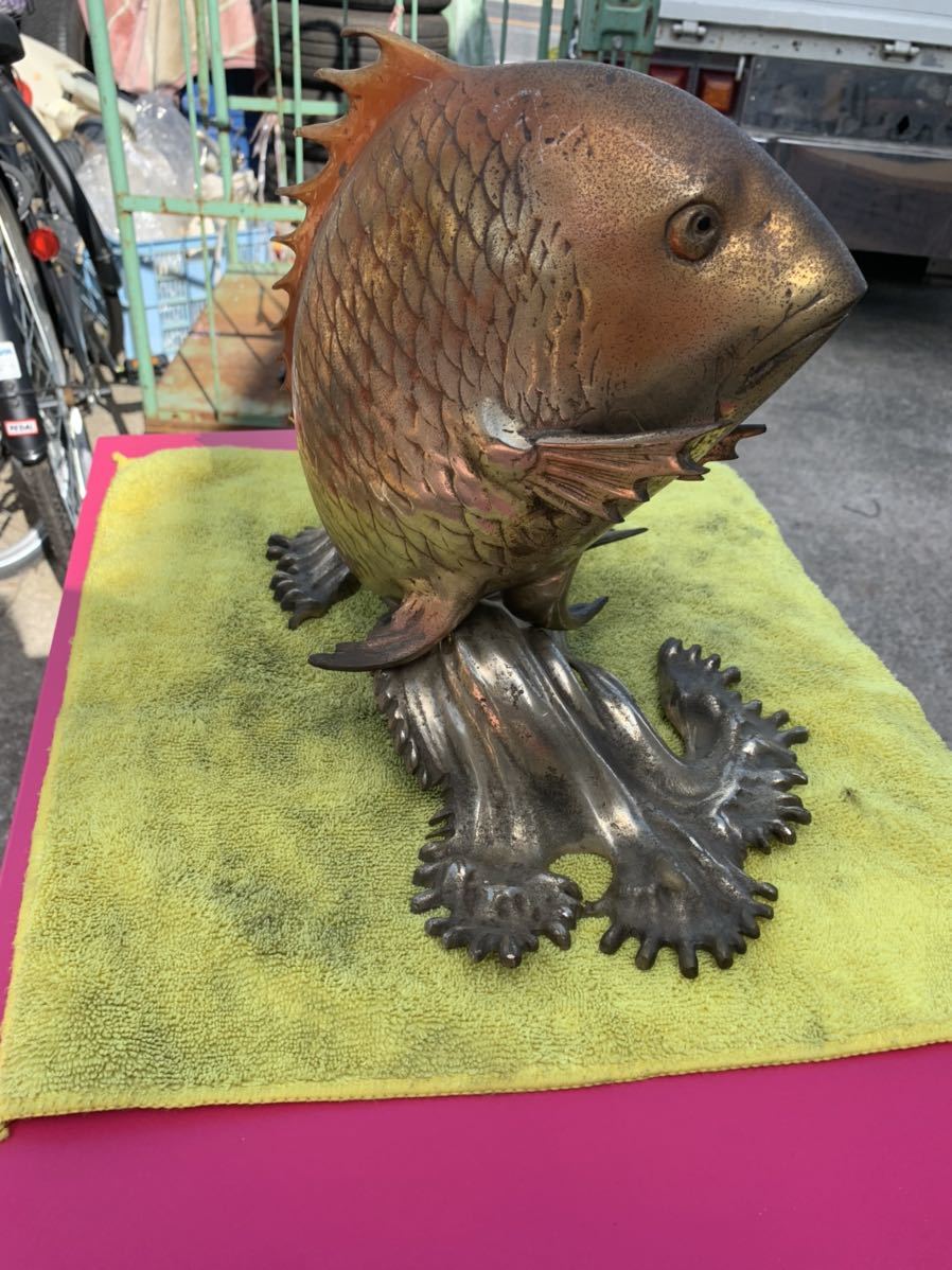 鯛 真鍮製 置物 縁起物 金属製 オブジェ インテリア タイ 真鍮 魚 飾り
