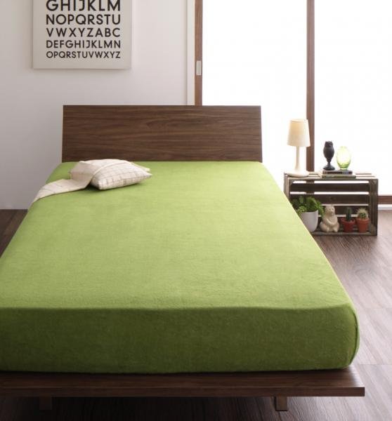 タオル地 ベッド用 ボックスシーツ の同色２枚セット 綿100%パイル 洗える 格安激安 オープニングセール 色-モスグリーン シングルサイズ