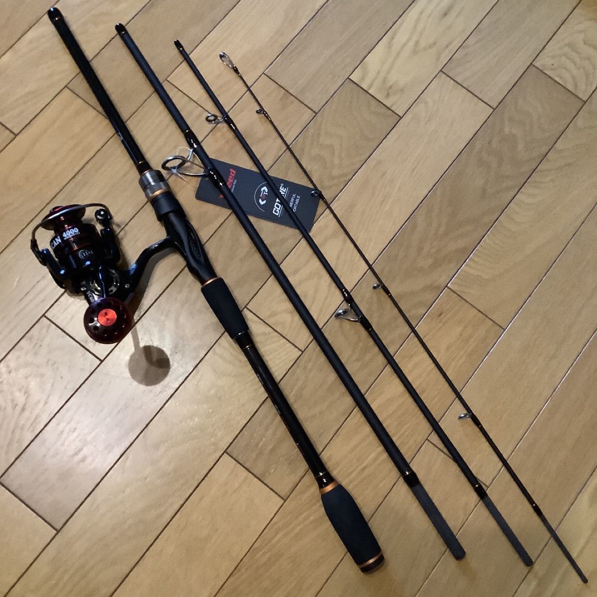 超美品再入荷品質至上! 4ピース2.1mスピニングロッドスピニングリール