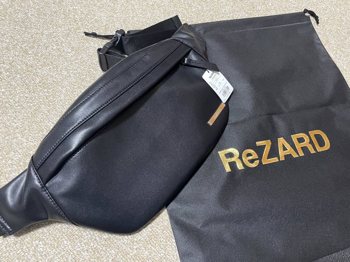 新品送料無料 ReZARD レザー ボディバッグ Metal Plate Leather Body Bag リザード ボディーバッグ 本革 ブラック  ヒカル