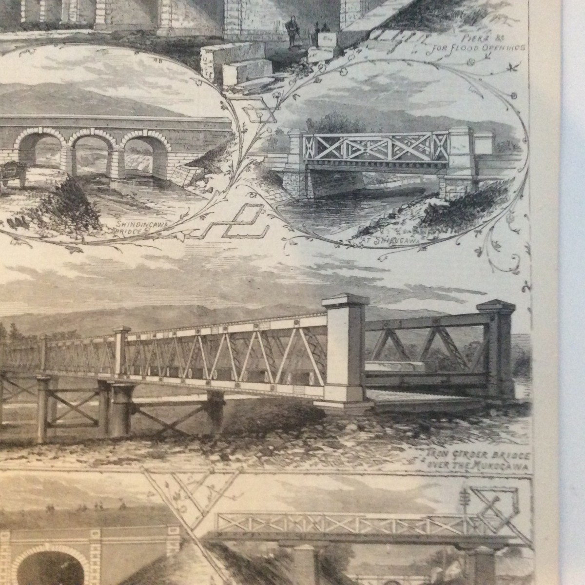 1876年大阪 神戸間の鉄道建設 ロンドン絵入り新聞 　オリジナル木版_画像4