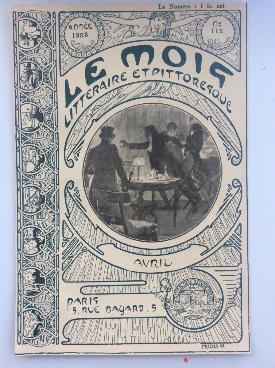 ミュシャ LeMois 1908年4月号の表紙 オリジナル石版画_画像2