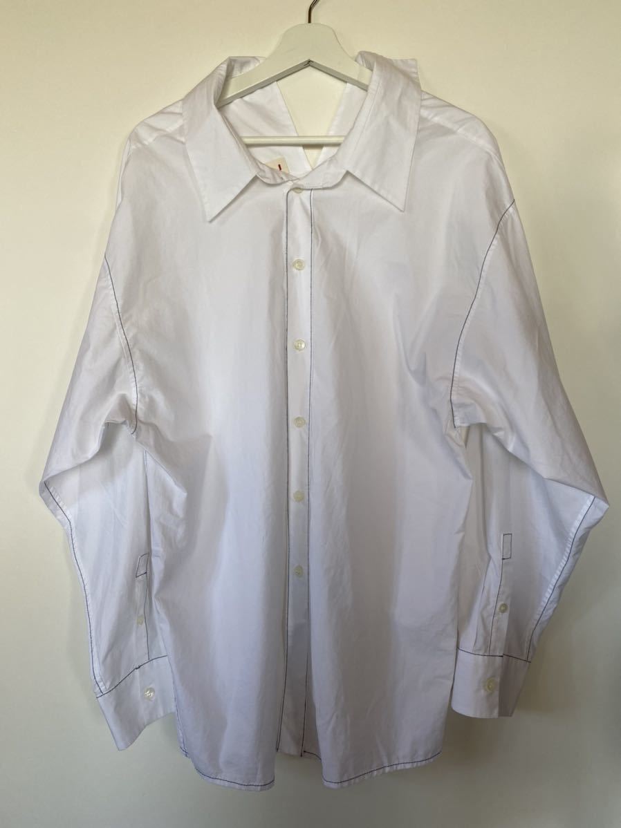 【美品】MARNI マルニ オーバーサイズシャツ ドルマン 長袖シャツ カッティング コットン ブラウス 38 ホワイト