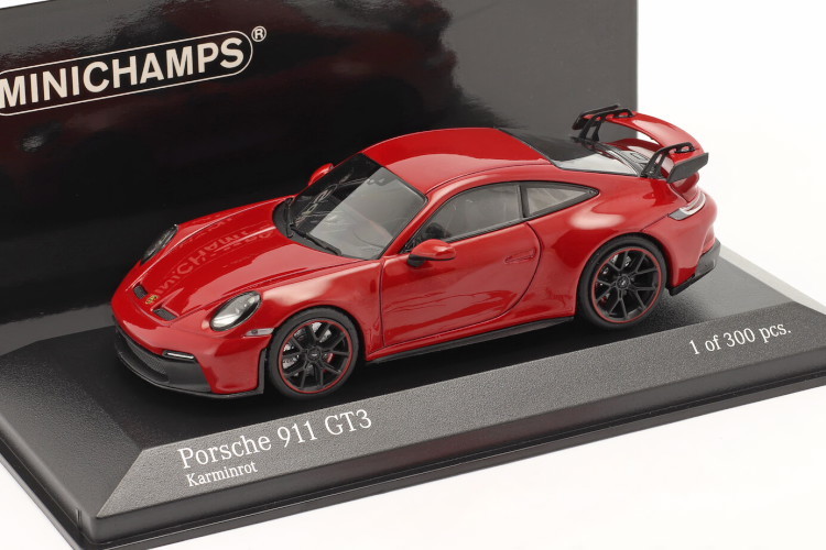 ミニチャンプス 1/43 ポルシェ 911 (992) GT3 2020 カーマインレッド 300台限定 Minichamps 1:43 Porsche carmine red 410069202_画像1