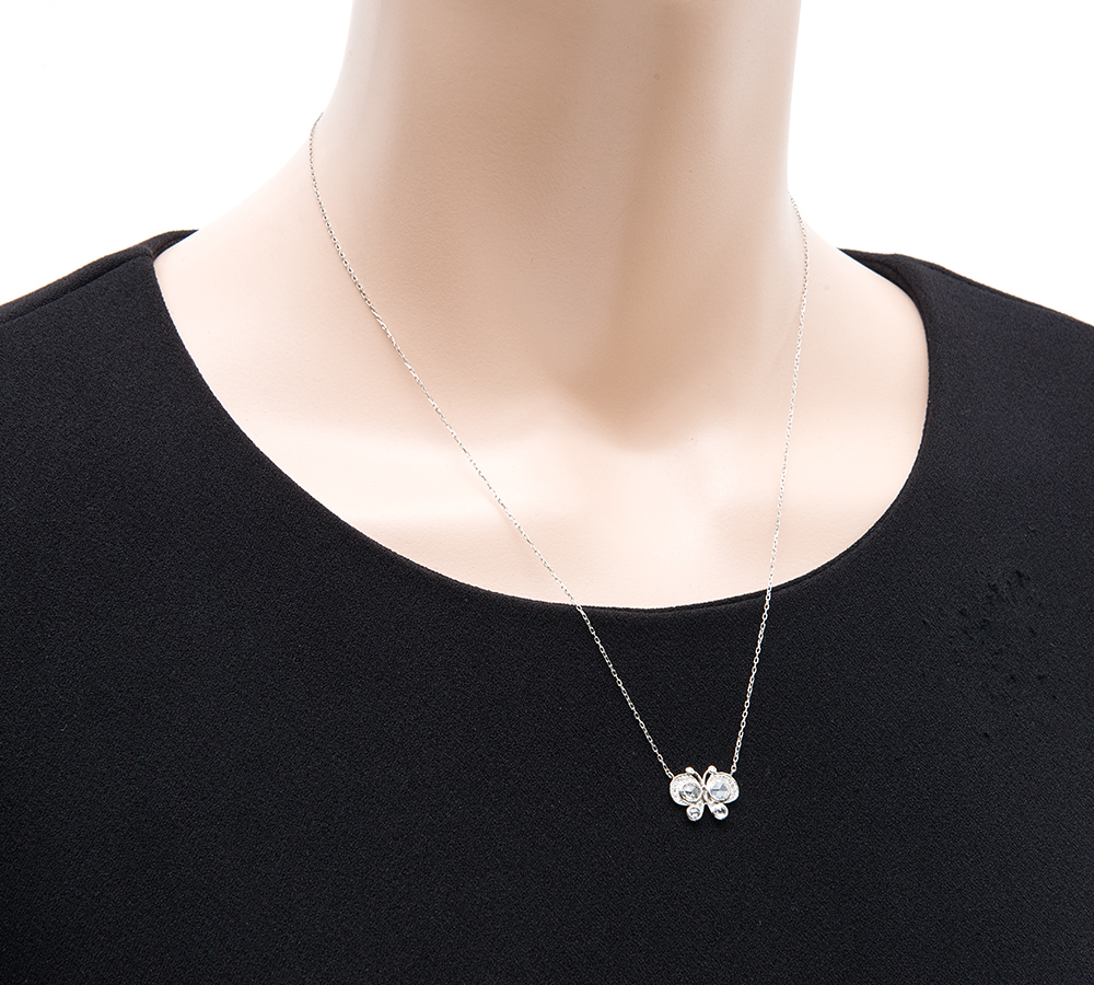 バタフライモチーフ ローズカット ダイヤモンド計0.40ct プラチナ950