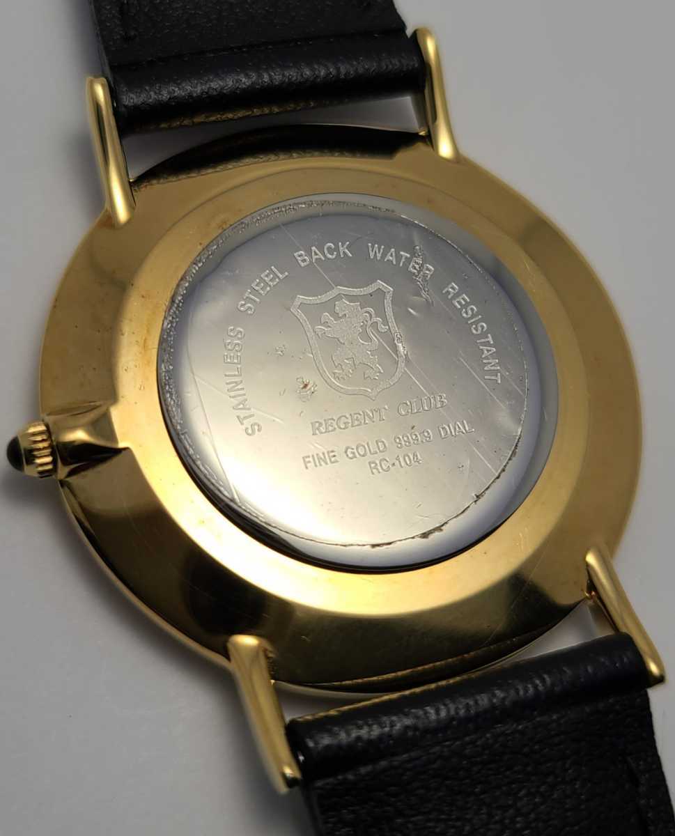 海外への送料無料 紳士用腕時計　クォーツ　ファインゴールド　純金文字盤！