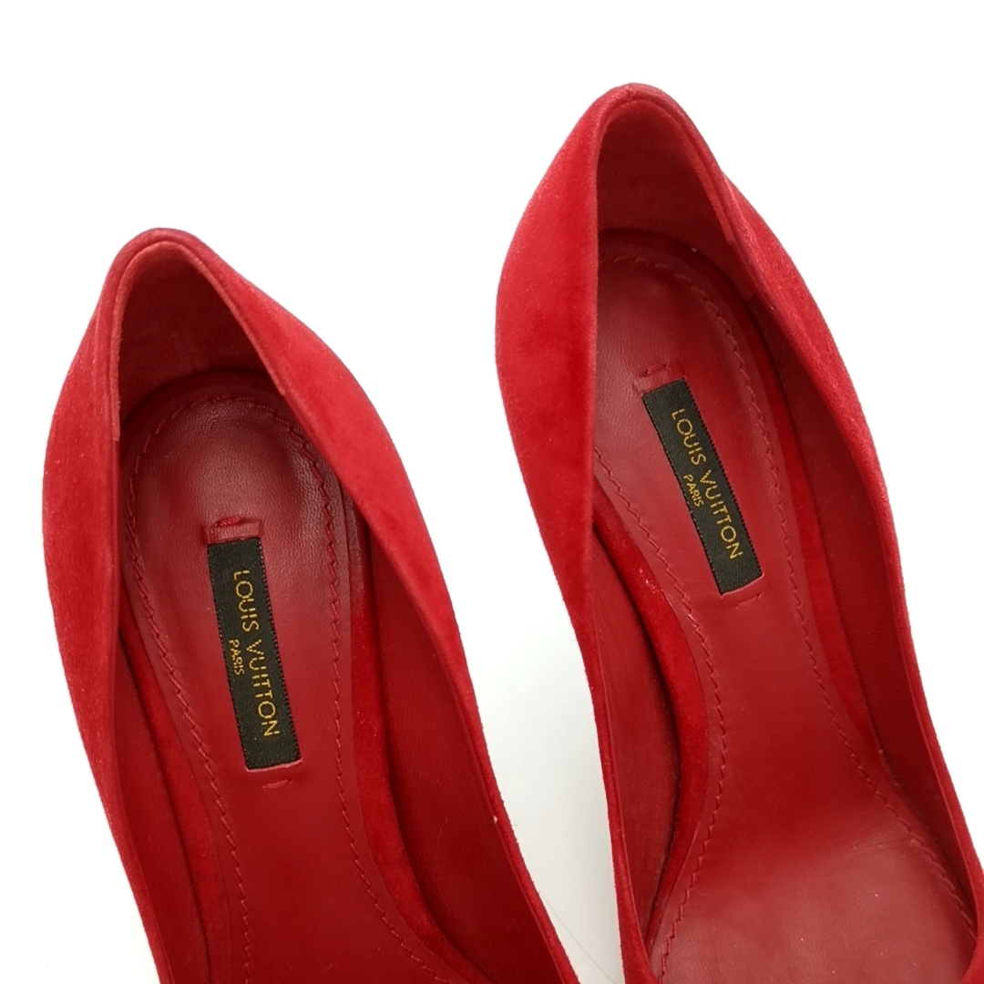  free shipping beautiful goods Louis Vuitton pumps shoes shoes high heel po Inte dotu suede SC0115 M 36 23cm corresponding red red group lady's 