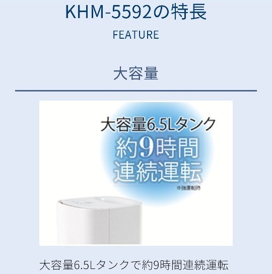 コイズミ　気化式　加湿器　ホワイト　KHM-5592/W