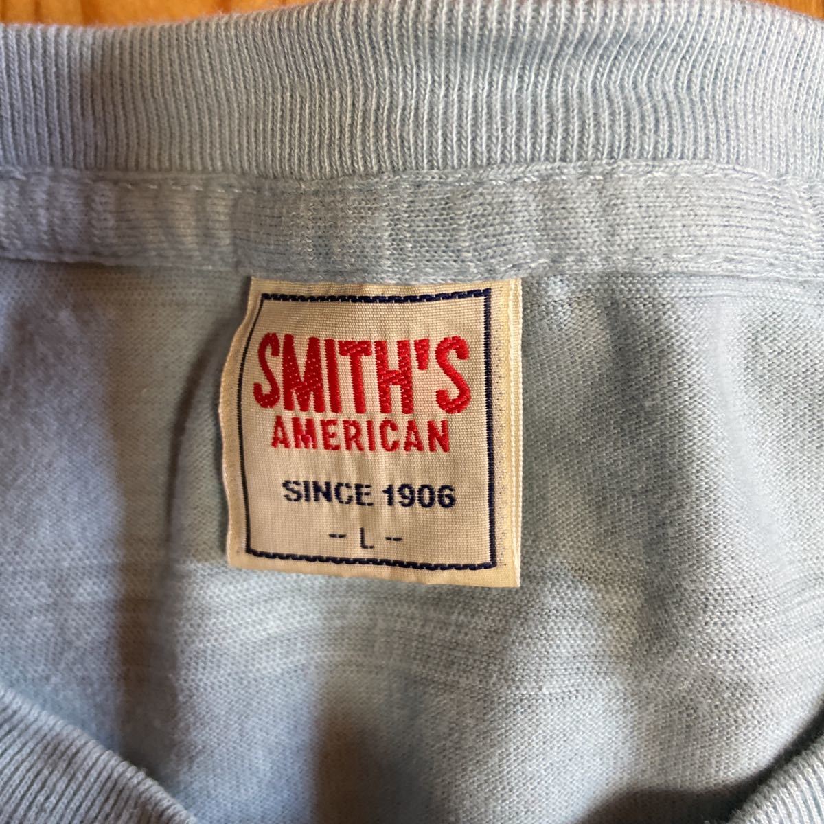 メンズ スミス 半袖Tシャツ サイズL 水色 SMITH'S AMERICAN