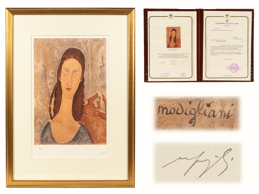 モディリアーニ ジャンヌ エピュテルの肖像 リトグラフ 額付絵画 美品 