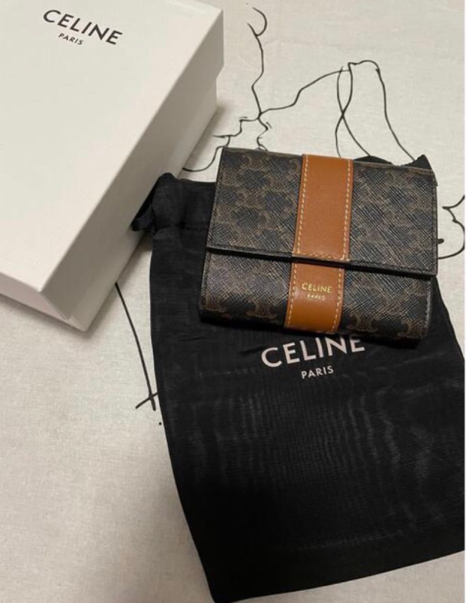 新製品の販売 【極美品】CELINE 3つ折り財布　スモール　ストラップ　マガタム柄 折り財布