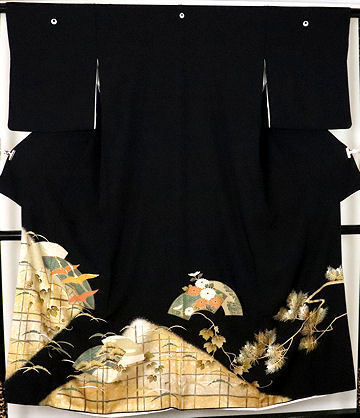 黒留袖 袷 正絹 金糸刺繍鶴 比翼仕立て Sサイズ ki24329 美品 着物 レディース 結婚式 送料無料 リサイクル 中古