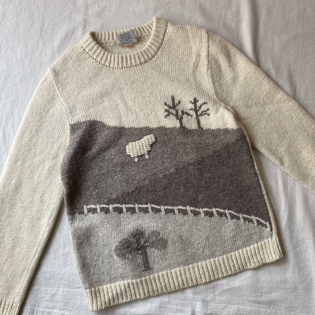 ニュージーランド製 Vintage ニット セーター / 羊 柄 アラン フィッシャーマン ユーロ ヨーロッパ ビンテージ K2-01059-9146 sale_画像3