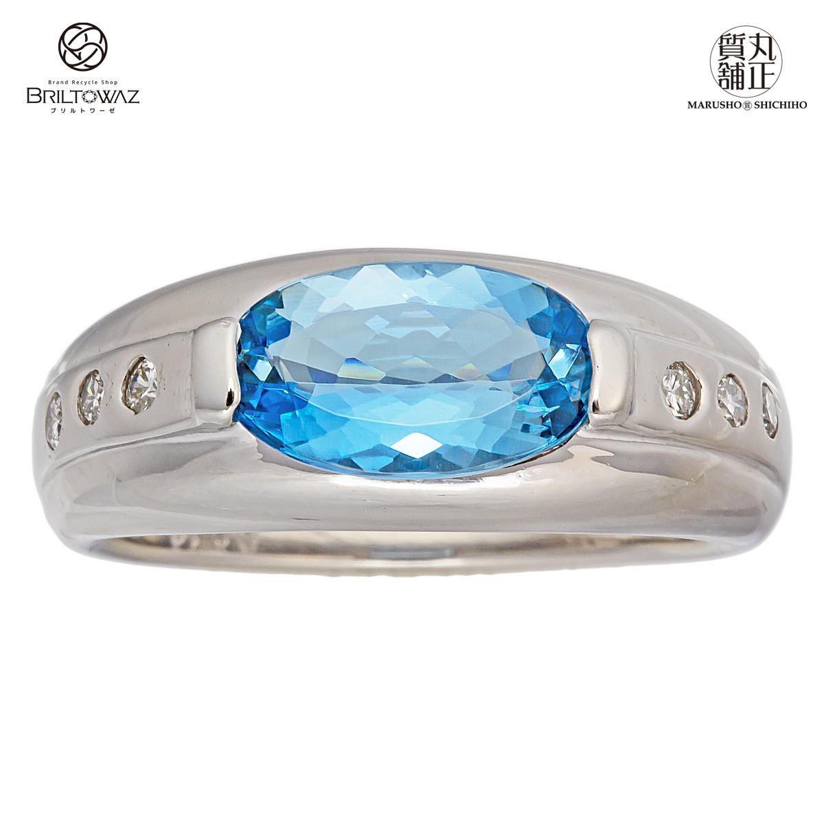 Pt900 指輪 アクワマリン 1.31ct ダイヤモンド 0.12 リング プラチナ