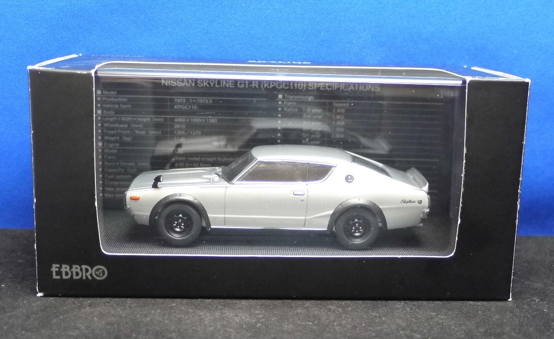 1/43 EBBRO エブロ 日産 スカイラン GT-R（KPGC110）ケンメリ シルバー NISSAN SKYLINE_画像6