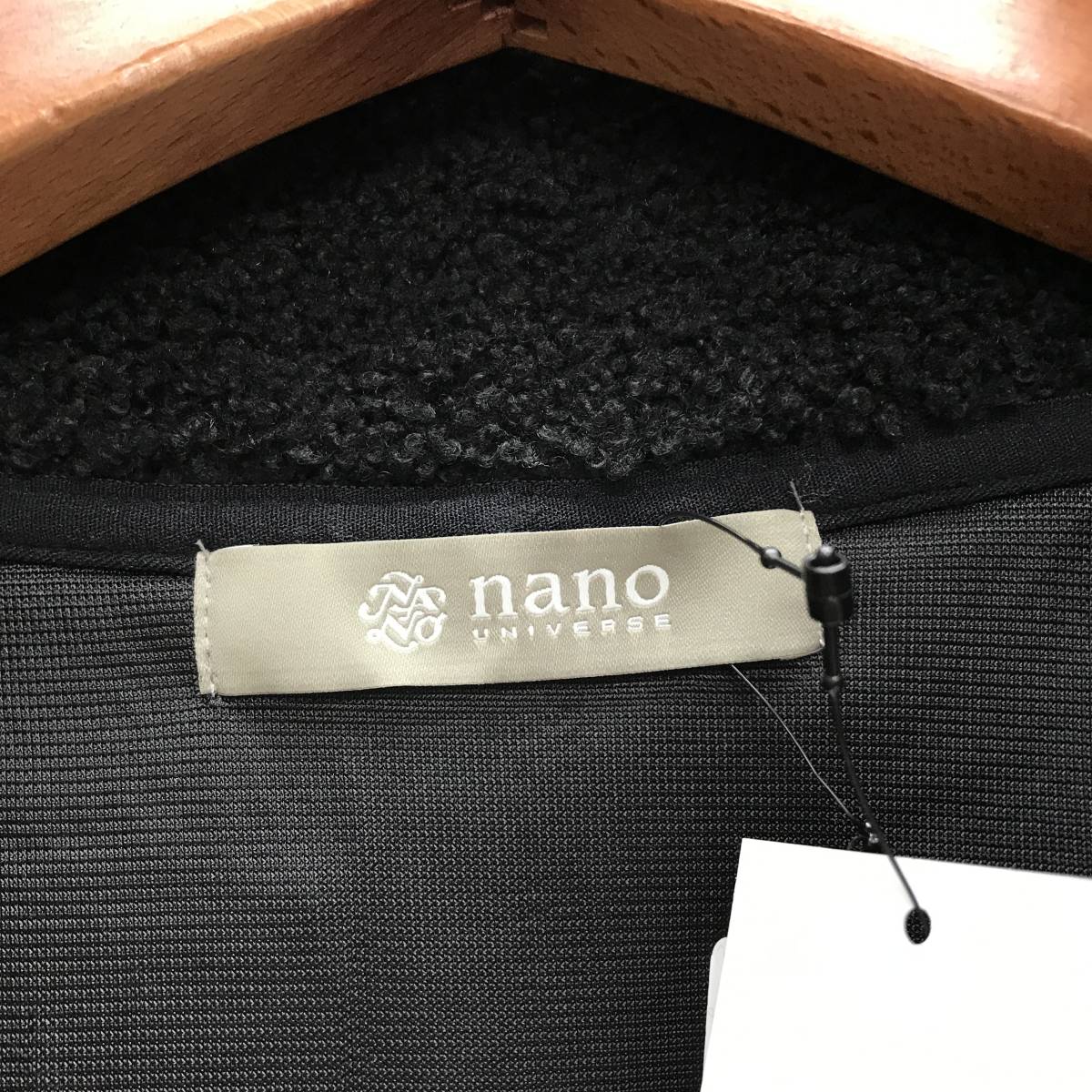 未使用品 /S/ ボア フリース スタンド ZIP ブルゾン ブラック Black nano universe ナノユニバース アウトドア キャンプ タグ付き_画像2