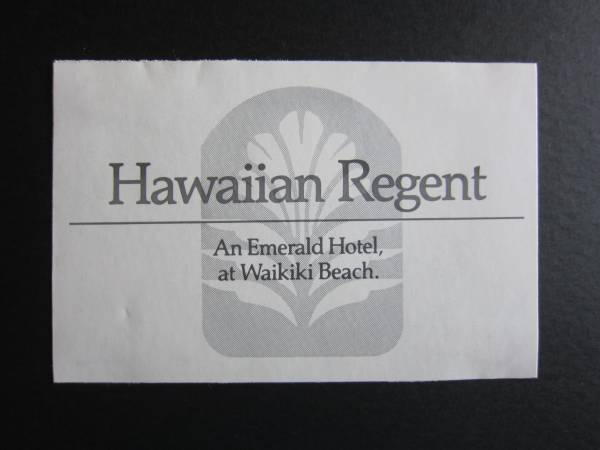  hotel label # Hawaiian Lee jento hotel # Waikiki # Hawaii 