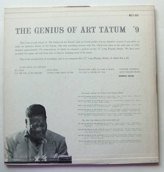 ◆ The Genius of ART TATUM #9 ◆ Clef MG C-660 (dg) ◆ V_画像2