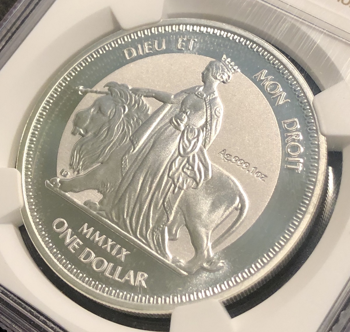 ウナとライオン 銀貨 2019年 イギリス領 ヴァージン諸島 リバース プルーフ 1ドル 1オンス NGC PF67 シルバー_画像6