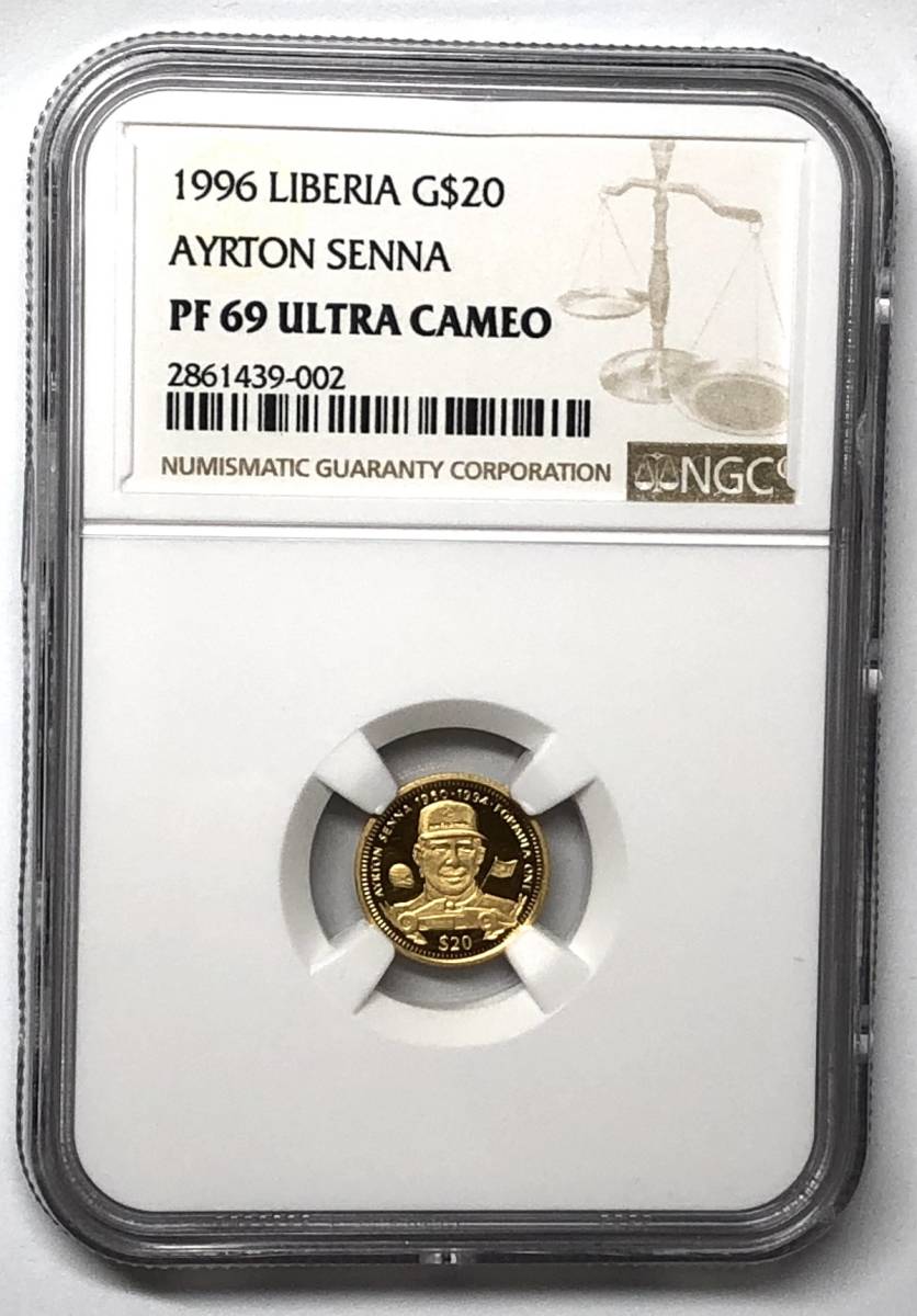 【唯一の最高鑑定！ アイルトン・セナ 金貨】 1996年 リベリア 20ドル NGC PF69UC F1 人気 プルーフ 稀少 ゴールド コイン 投資 インフレ_画像3