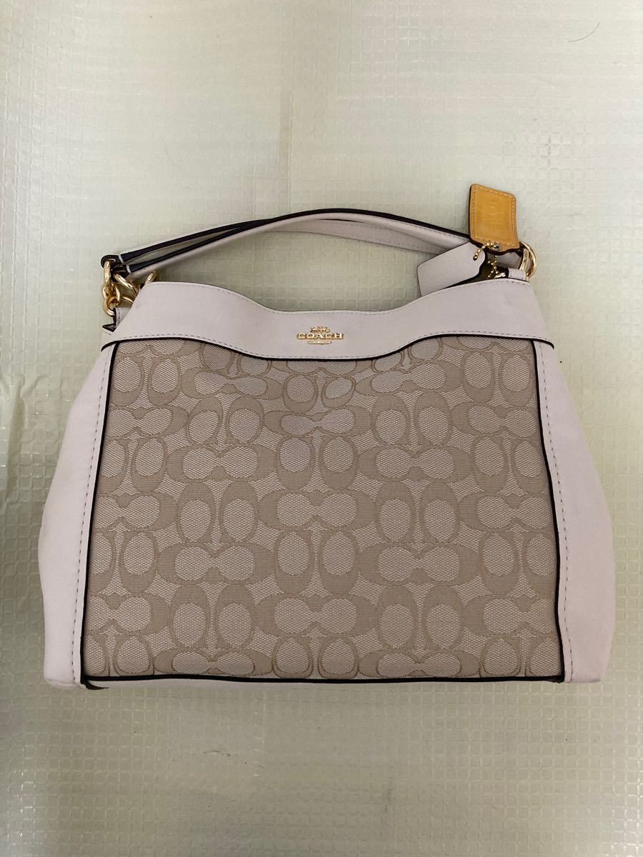 未使用品　COACH 2way ショルダーバッグ　シグネチャー&ホワイトレザー