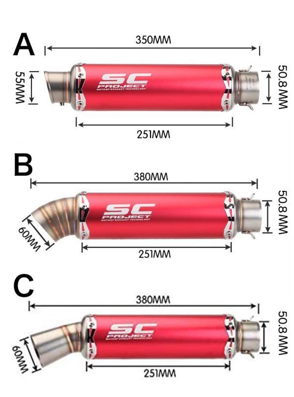 bk17 汎用 50.8mm バイクサイレンサー スリップオンマフラー Φ50.8mm 汎用オートバイ_画像6