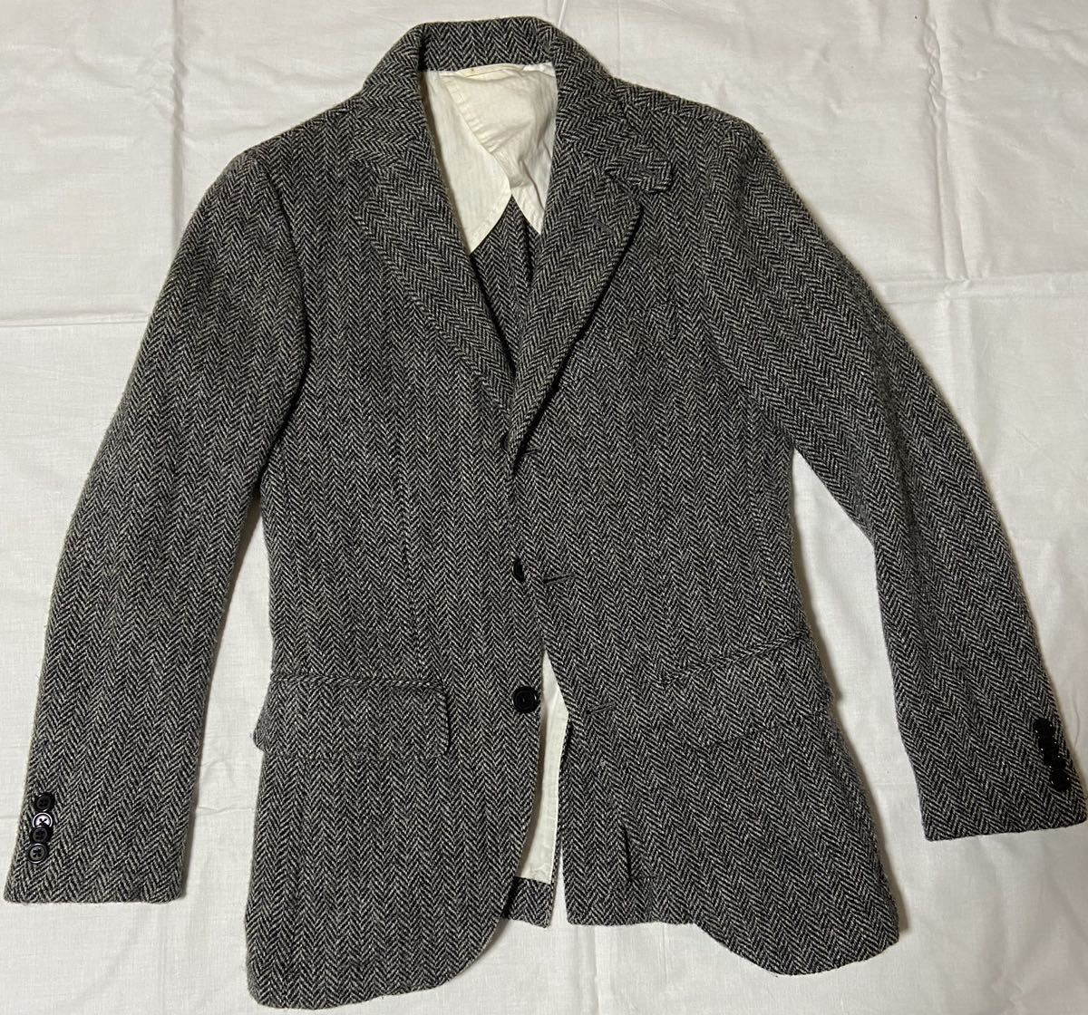 1円~Harris Tweedハリスツイード SHIPS テーラードジャケットS相当 品