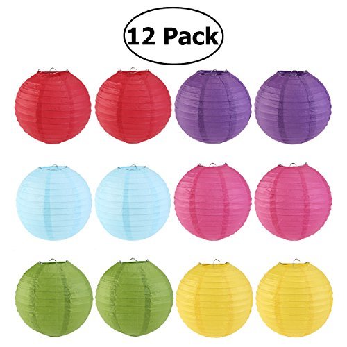 Assorted Color 25cm 12個 Winomo 提灯 ちょうちん お盆 七夕 飾り用 12個セット 6色 Assorted Color 25cm 12個 Winomo 提灯 ちょうちん お盆 七夕 飾り用 12個セット 6色