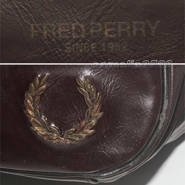 フレッドペリー FRED PERRY ショルダーバッグ ダークブラウン PVC 中古 美品 ビンテージ_画像3