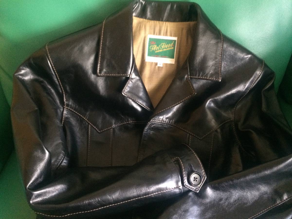 新品同様 FLAT HEAD(フラットヘッド)40's WESTERN COAT HHC-01 馬革 日本製 36 ブラック(検)リアルマッコイズ ジャケット BLACK 黒 パンツ