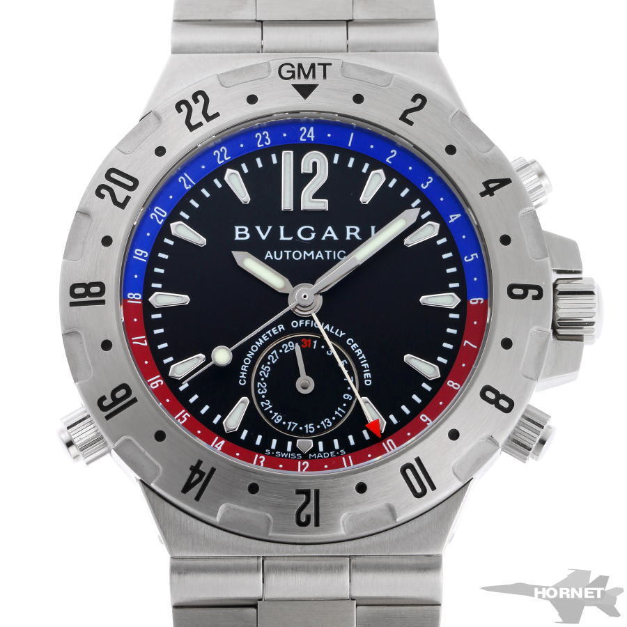 BVLGARI ブルガリ ディアゴノ プロフェッショナル GMT オートマチック GMT40S SS メンズ 時計 2110420