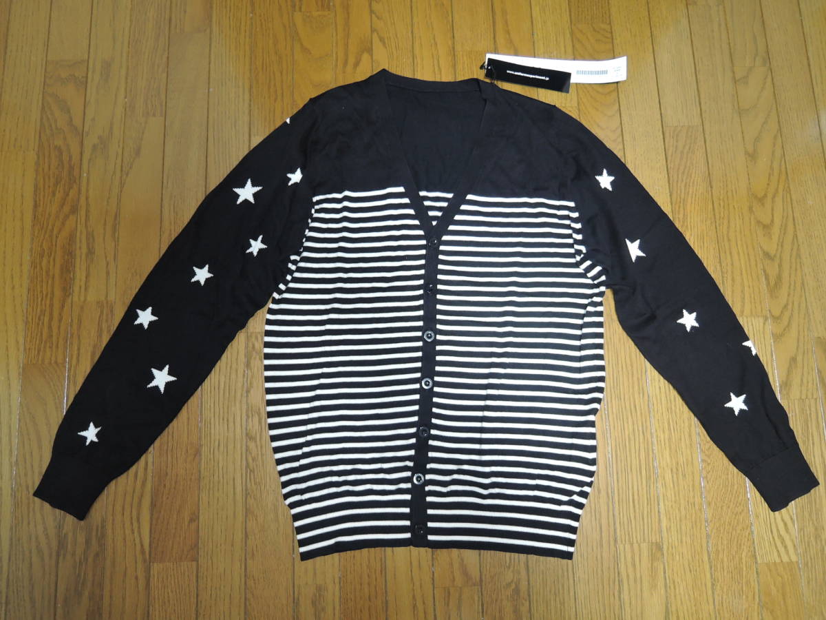 uniform experiment ユニフォームエクスペリメント カーディガン 黒2 薄手 セブンスター☆星ボーダー SOPHNET. STAR BORDER KNIT CARDIGAN_画像2