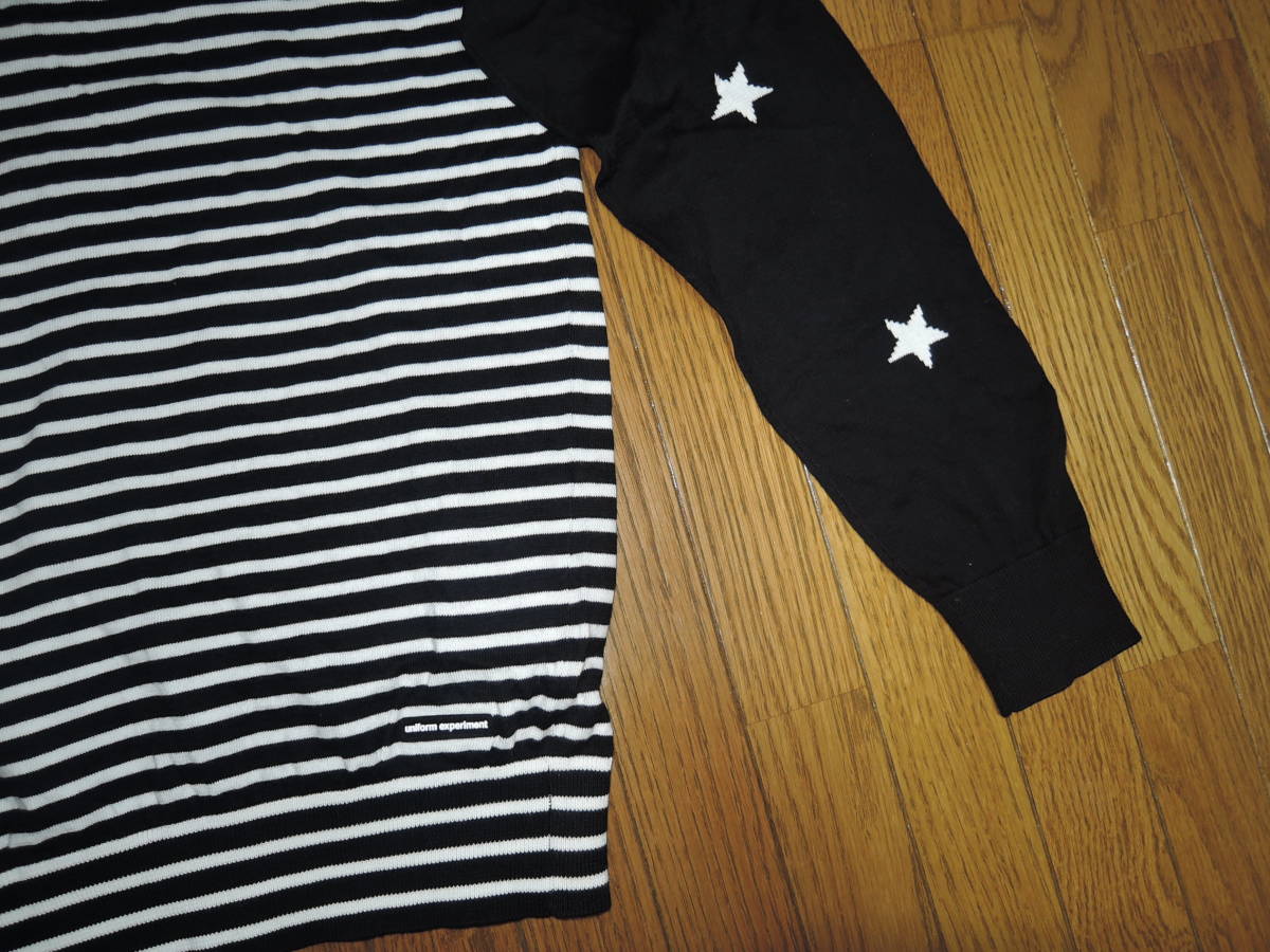 uniform experiment ユニフォームエクスペリメント カーディガン 黒2 薄手 セブンスター☆星ボーダー SOPHNET. STAR BORDER KNIT CARDIGAN_画像8