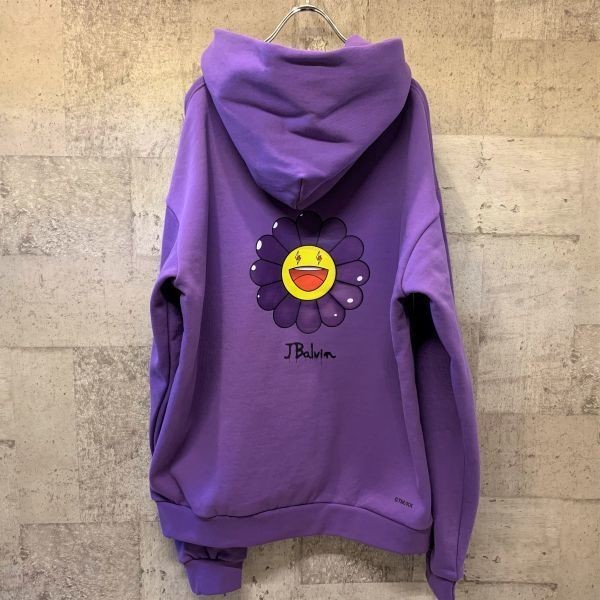 新品【紫/XL】村上隆 バルビン パーカー J Balvin BLANCO FLOWER