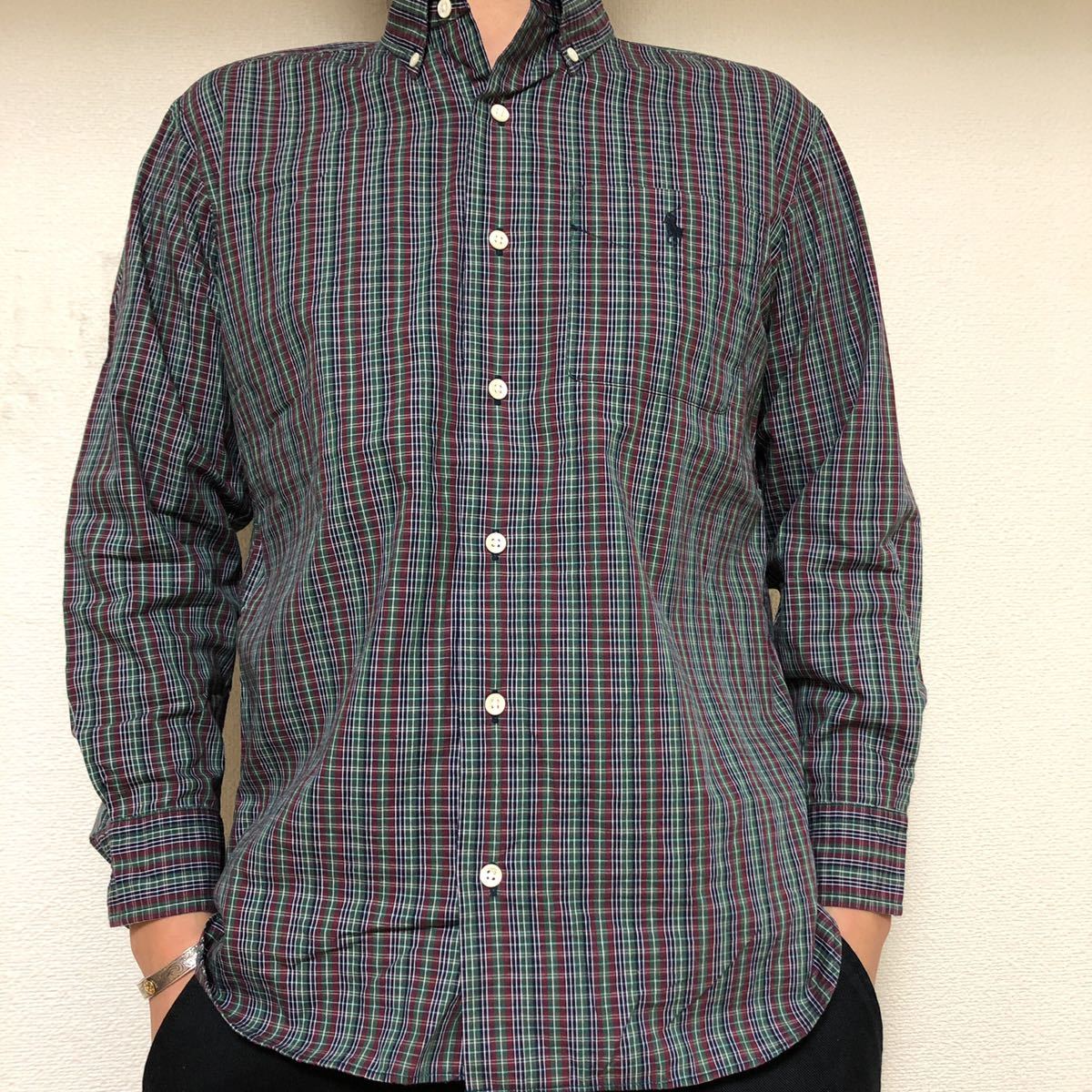 ラルフローレン RALPH LAUREN ボタンダウン　チェックシャツ150ナイガイ日本製90s Y2K_画像1