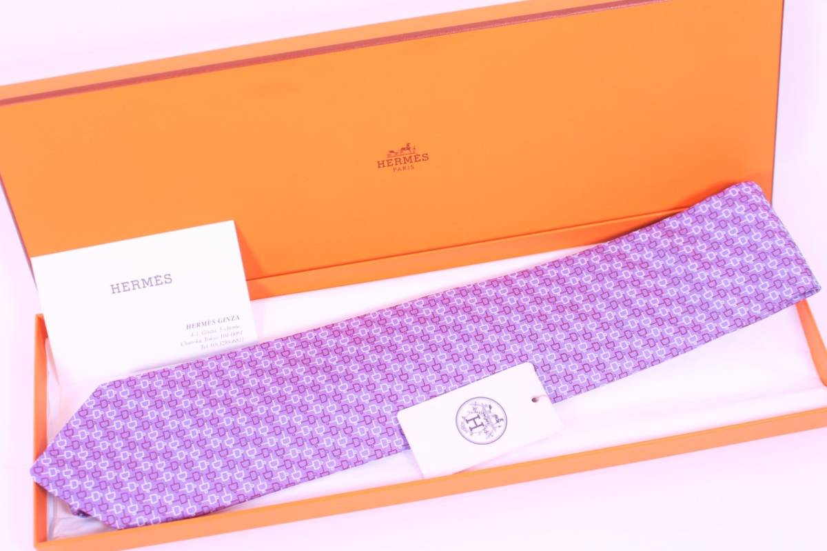 Y5082◇未使用品◇エルメス ネクタイ シルク100% フランス製 紫