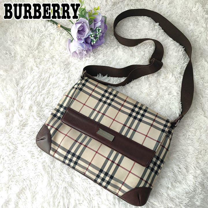 美品】BURBERRY バーバリー ショルダーバッグ ノバチェック PVC-