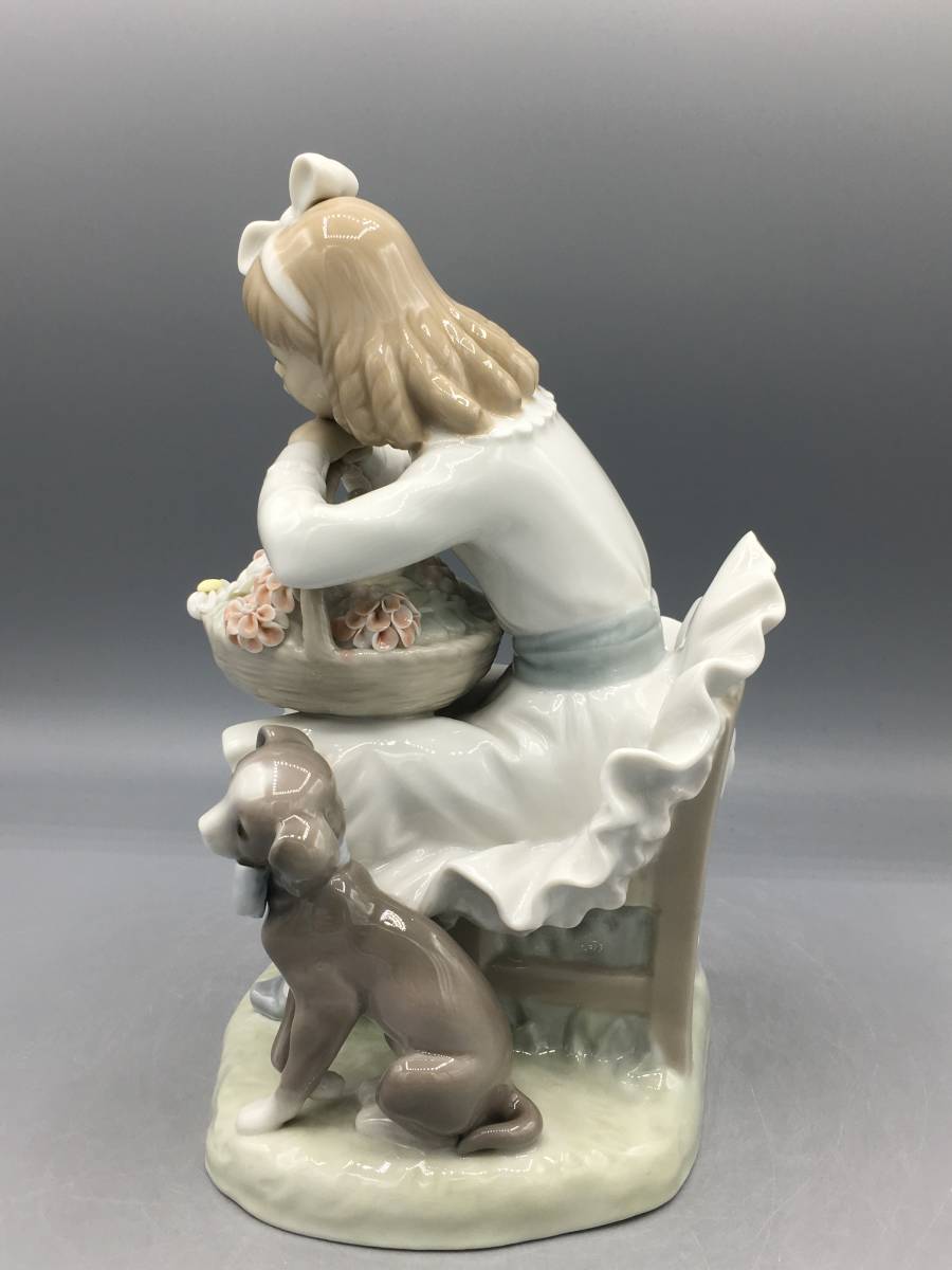 リヤドロ LLADRO 陶器人形 犬 少女 花咲く季節に フィギュリン スペイン製 陶器 置物 リアドロ