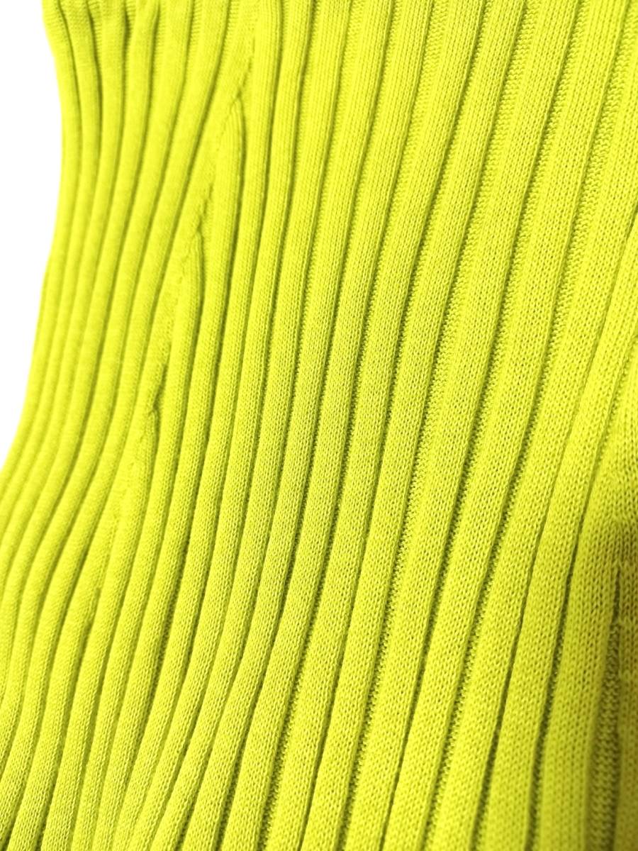 定価2.8万 three dots コットンシルク ニットロングスカート Ｍ ライムグリーン 黄緑 スリードッツの画像4