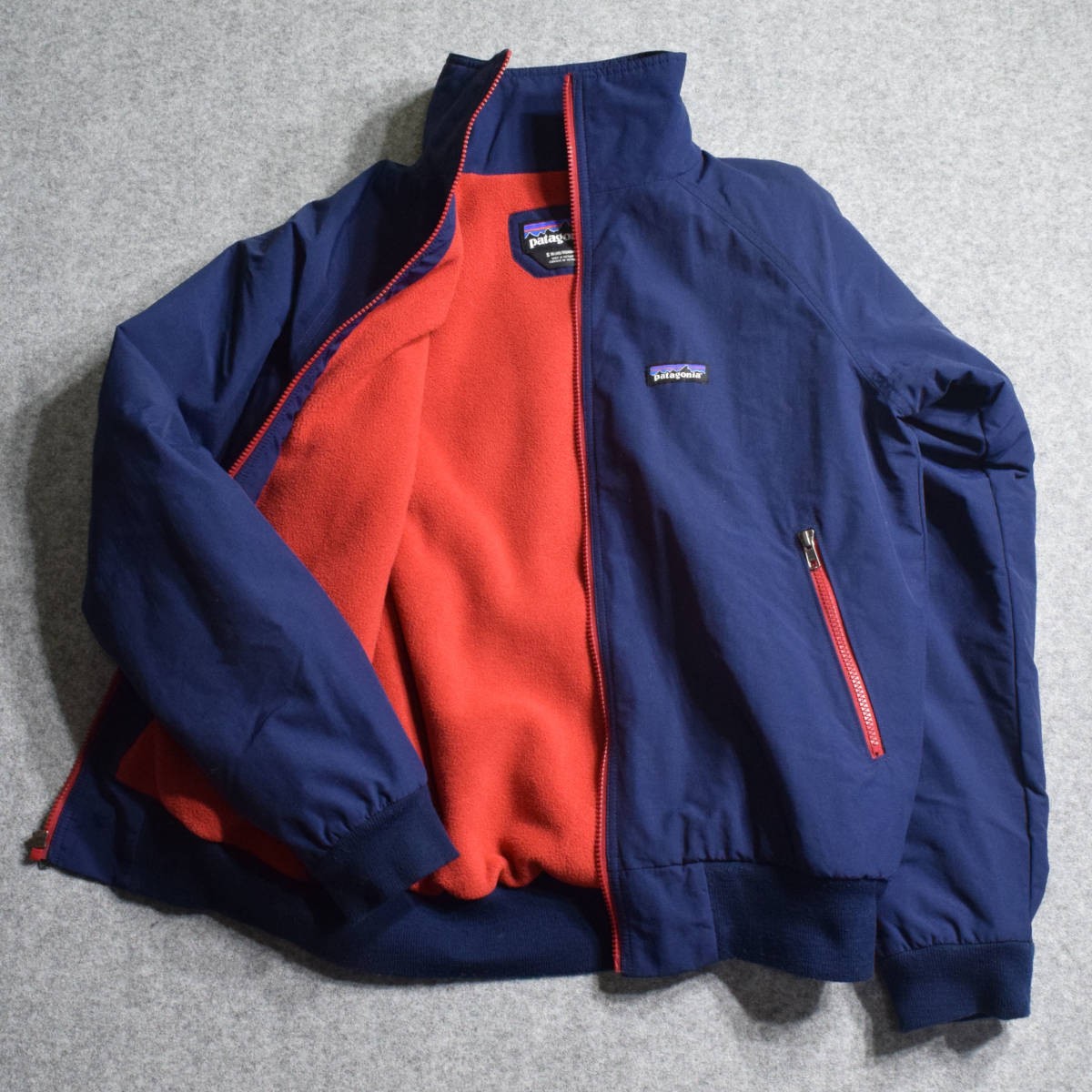 SメンズM PATAGONIA パタゴニア 28145FA14 シェルド シンチラ ジャケット ネイビー ナイロンジャケット 裏フリース ブルゾン  アウトドア