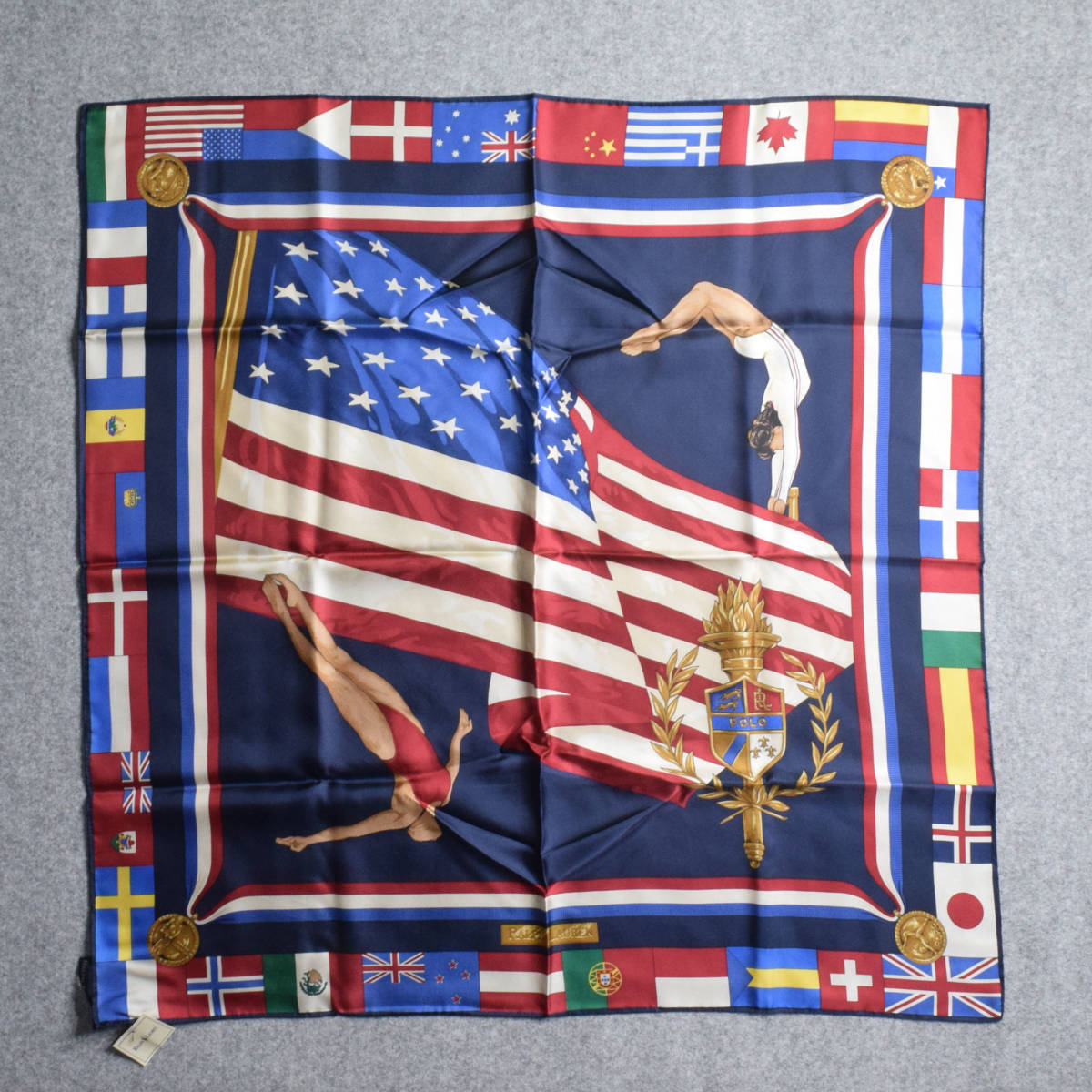 レア!新品!日本製!90s Old Polo Ralph Lauren ラルフローレン オリンピック スタジアム シルクスカーフ1992 polo sport crestビンテージ レア!新品!日本製!90s Old Polo Ralph Lauren ラルフローレン オリンピック スタジアム シルクスカーフ1992 polo sport crestビンテージ