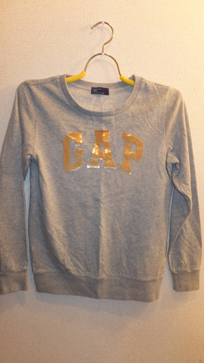 ★GAP★Ladies long sleeve tops size XXS ギャップレディース長袖トレーナートップスサイズXXS　USED IN JAPAN　グレー　スパンコール_画像1