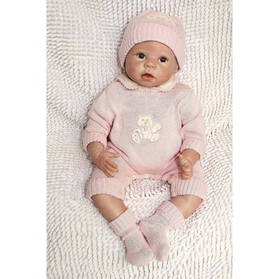 【送料無料/税込】 新生児 帽子とベビー服の女の子 リボーンドール リアル赤ちゃん人形 ベビー人形 ベビードール ハンドメイド 22インチ