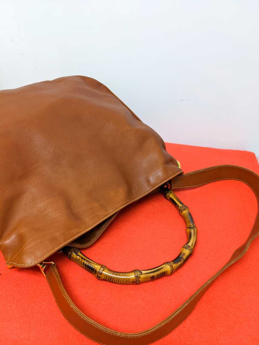 美品 極希少!Gucci バンブー レザーハンドバッグ ショルダーバッグ