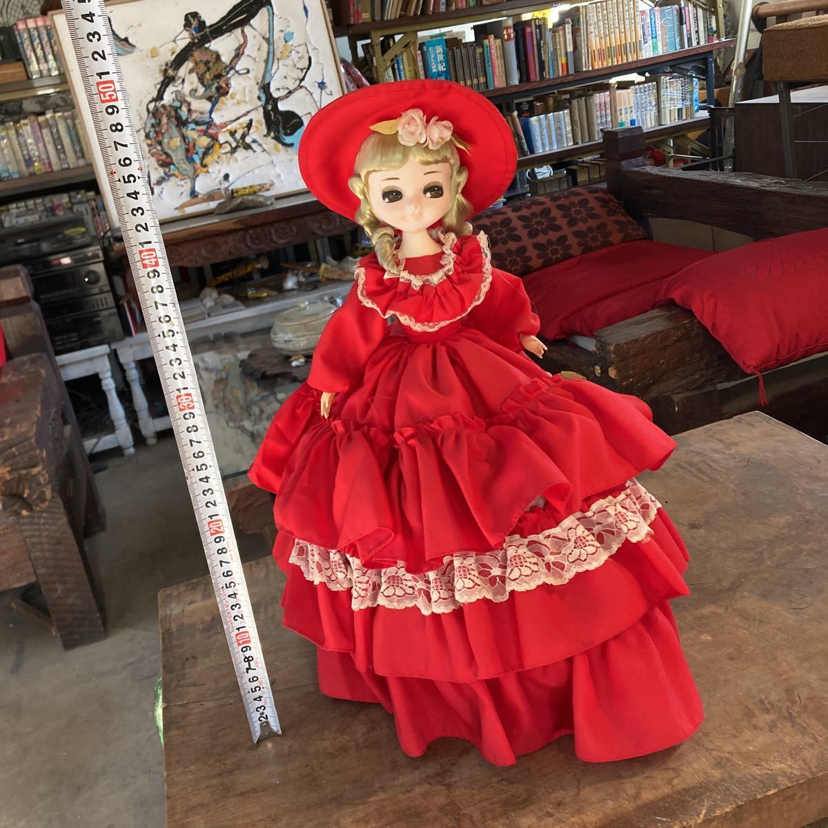赤いドレスのポーズ人形 女性 人形 ポーズ人形 高さ47cm 昭和レトロ アンティーク ビンテージ レッド 赤 キャラクタードール_画像7