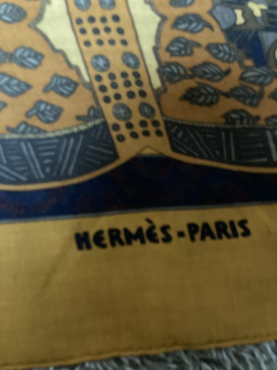 ☆美品☆ HERMES エルメス カシミヤ シルク カレ 140 スカーフ
