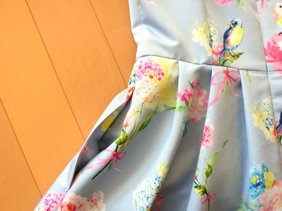 [ free shipping ][ beautiful goods ]*Chesty Chesty * bird flower bouquet to One-piece small bird san One-piece / light blue light blue / size 0