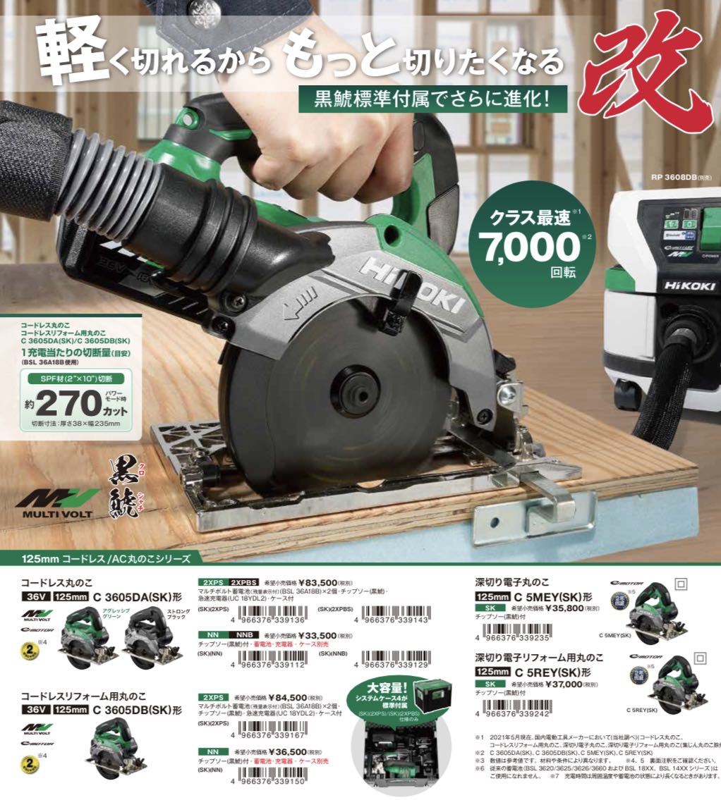 数量は多い HiKOKI(ハイコーキ) コードレス丸のこ マルチボルト