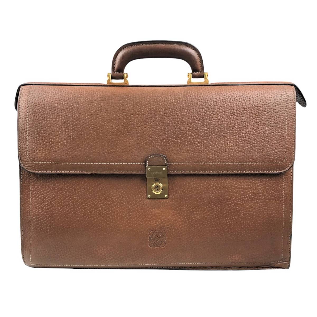 LOEWE ロエベ ビジネス バッグ アナグラム ロゴ レザー ブラウン