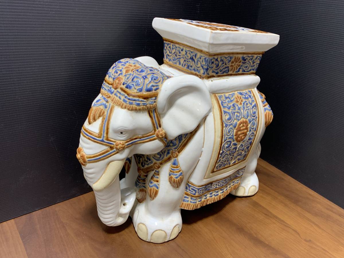 象 置物 オブジェ 花台 Yahoo!オークション - 象 花台 陶器 置物 ゾウ インテリア